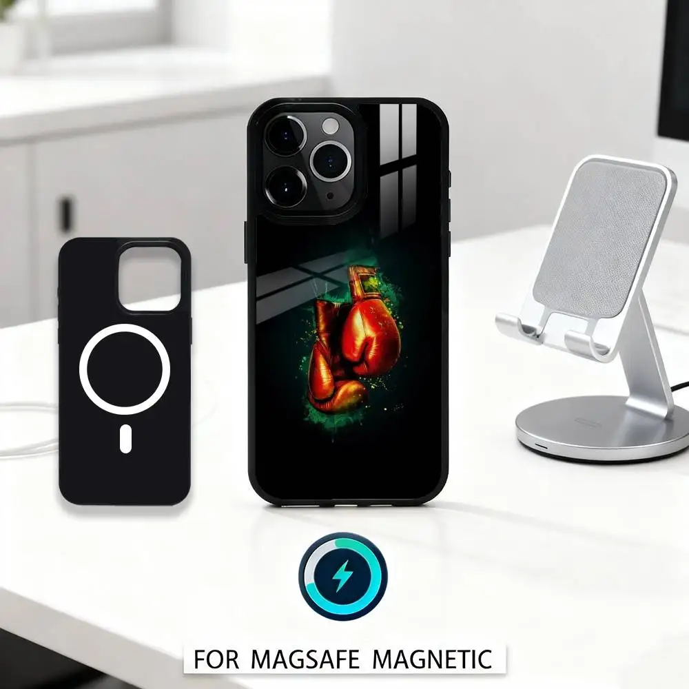Capa de telefone com luva de boxe A-Art Streetwear para iPhone 16,15,14,13,12,Pro,Max, magnética para carregamento sem fio Magsafe