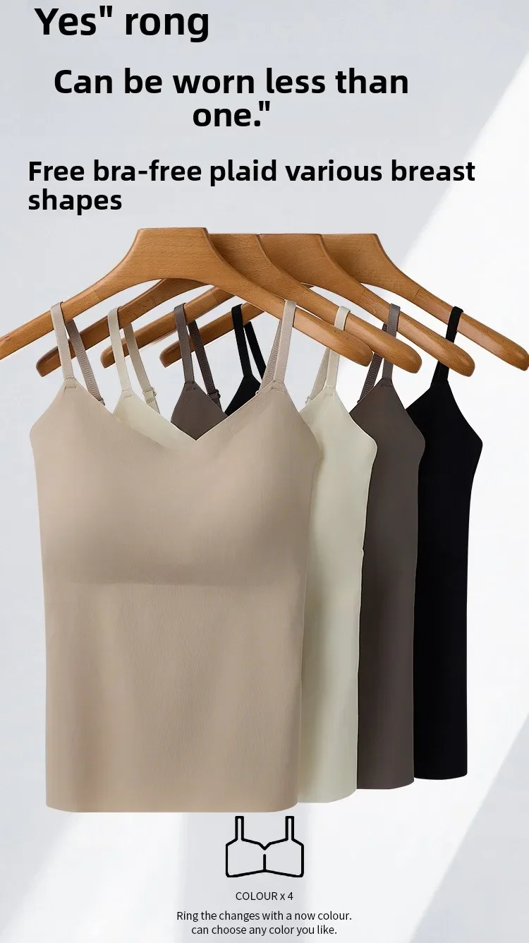 M-2XL Schönes Rückenträger-Top mit integriertem BH, Damen-Sommer-Top mit festem Cup, als Oberbekleidung oder Untertop geeignet, für 40-80 kg. – Detail 9