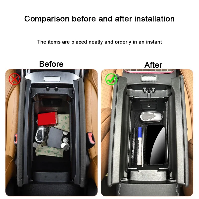 

For Mercedes Benz E Class W214 2024 2025，E450 E300 E260 E220 Car Centre Console Armrest Handrail Storage Box Organizer Tray