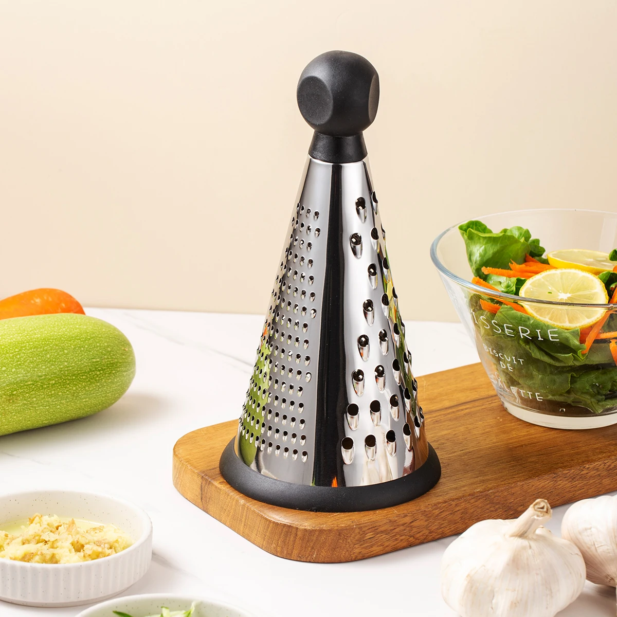 1PC-Multifunctional Vegetable Slicer, Vertical Stainless Steel Conical Grater, Three-sided Potato and Cheese Grater