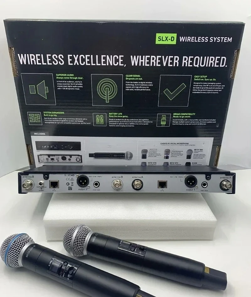 Professional SLXD4 SLXD24 S58 BT58 Wireless UHF Microphone System Infrared Frequency Match Noise Cancelling Karaoke