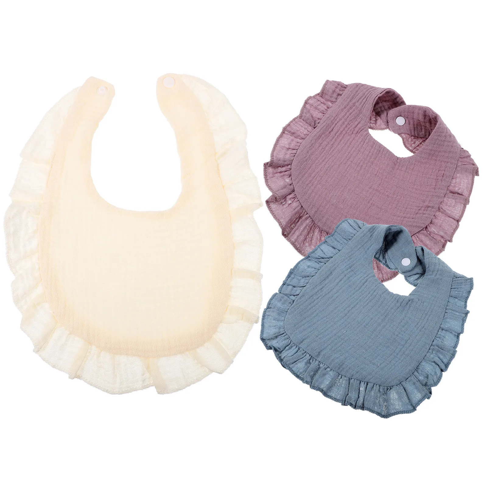 

3Pcs Cotton Baby Bibs for Drooling Teething Feeding Cute Soft Breathable Infant Toddler Bib Set Lightweight Portable Gift