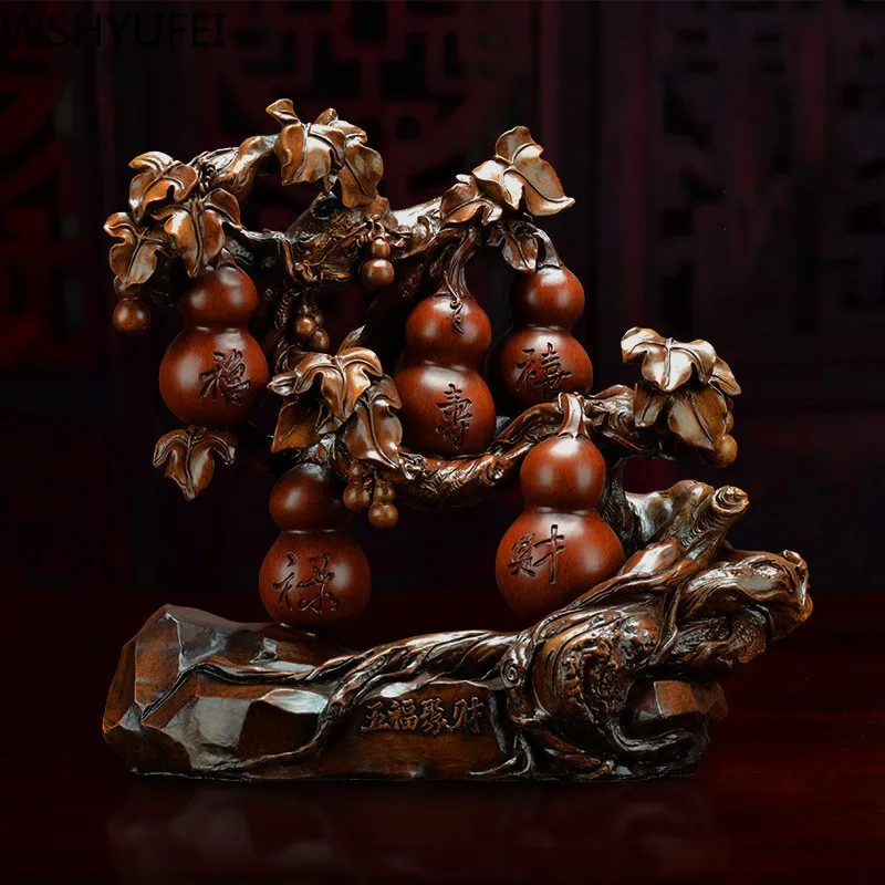 

WSHYUFEI CHINESE FENG SHUI GOURD DECORATION RESIN CRAFTS LUCKY FORTUNE WEALTH HOME OFFICE DECORATION TABLETOP ORNAMENTS