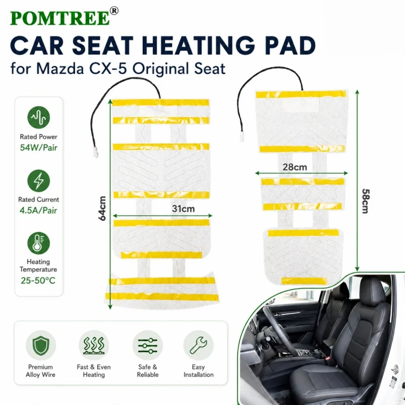 DC 12V Built-in Car Seat Heater Pads Fit For Mazda CX-5,4 PCS Heating Pads Fit 2 Seats