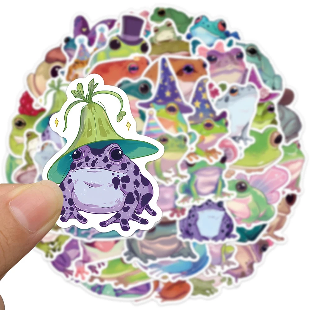 

10/30/50pcs Cute Funny Colorful Frog Animal Stickers Kawaii Creative Cartoon Decals Scrapbook Guitar Phone PVC Graffiti Sticker