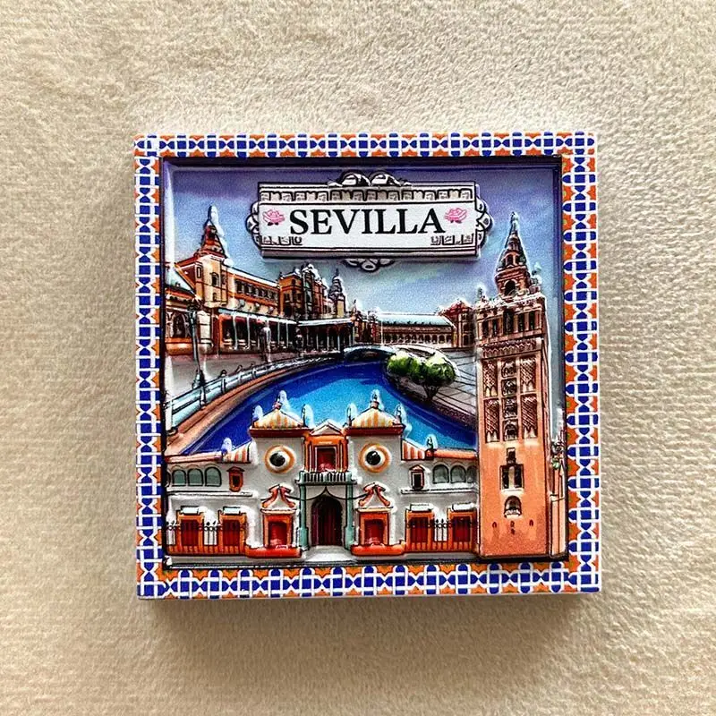

Vintage 3D Sevilla Spain Fridge Magnets - Decorative Souvenirs of Seville Architecture, Perfect for Home & Kitchen Decor