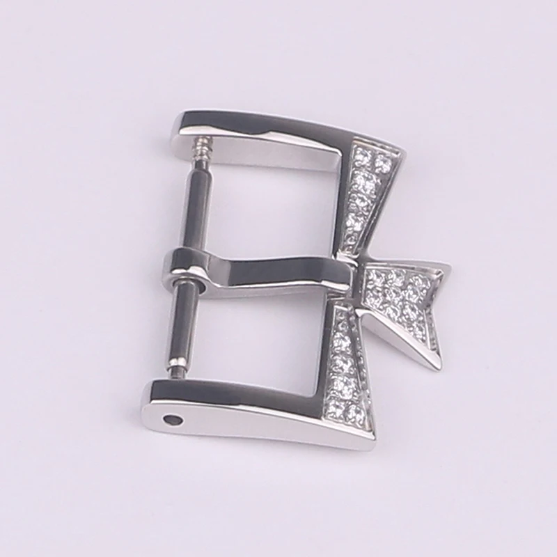 

XIANERSHANG New 16MM Diamond Needle Buckle 316L Stainless Steel Pin Buckle Golden Rose Gold Luxury Clasp Watch Accessories