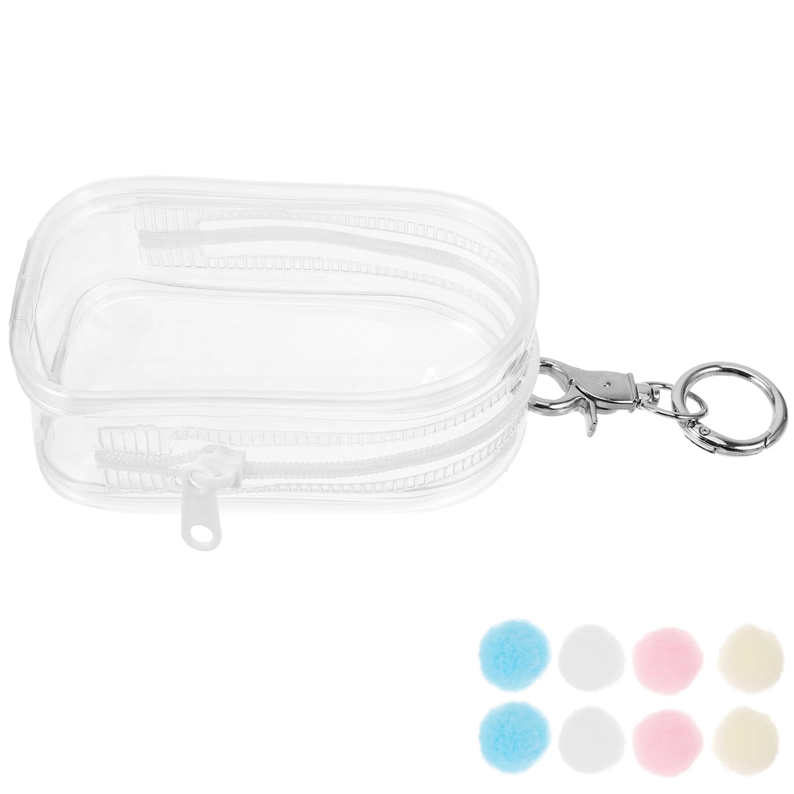 Baby Outing Bag Walk Mini Transparent with Pompom Balls Pvc Figure Display Pouch