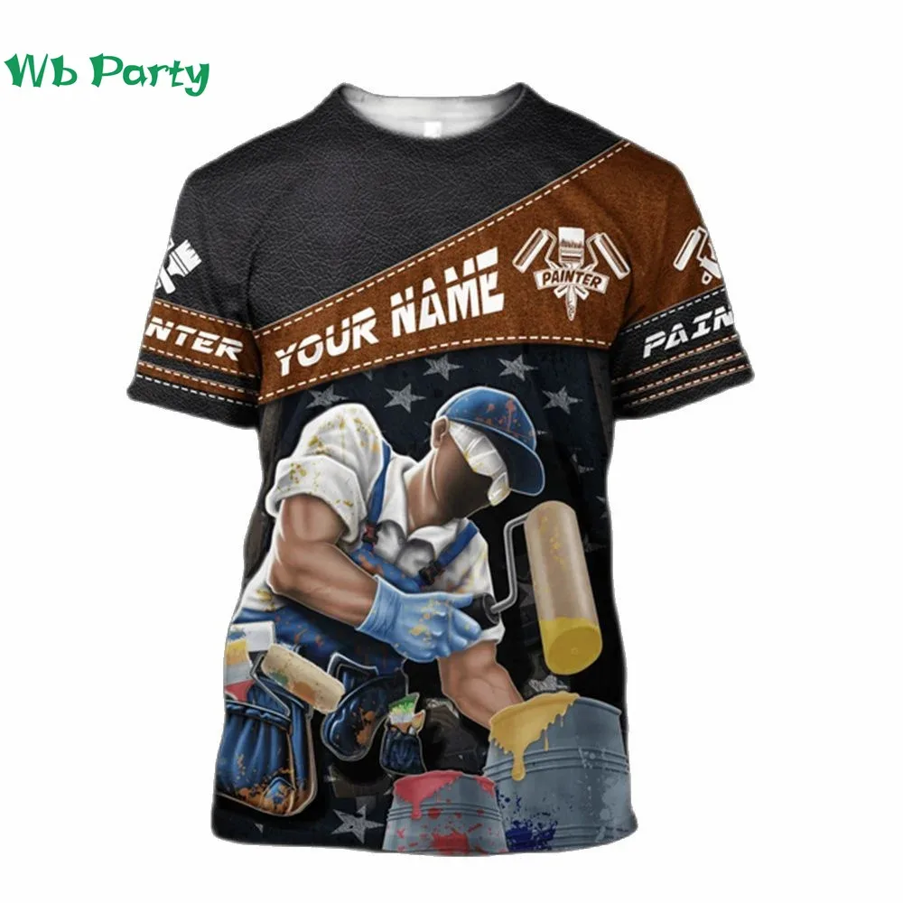 صيف جديد الرسام مخصص تي شيرت رجالي موضة الجولة الرقبة فضفاضة قصيرة الأكمام حجم كبير بلايز شخصية هدايا عيد الأب #6