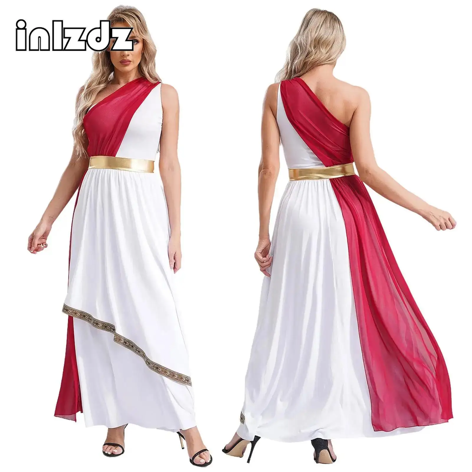

Womens Ancient Greek Princess Dress Sleeveless Halloween Roman Deity Queen Goddness Cosplay Costume Carnival Party Robe Gown