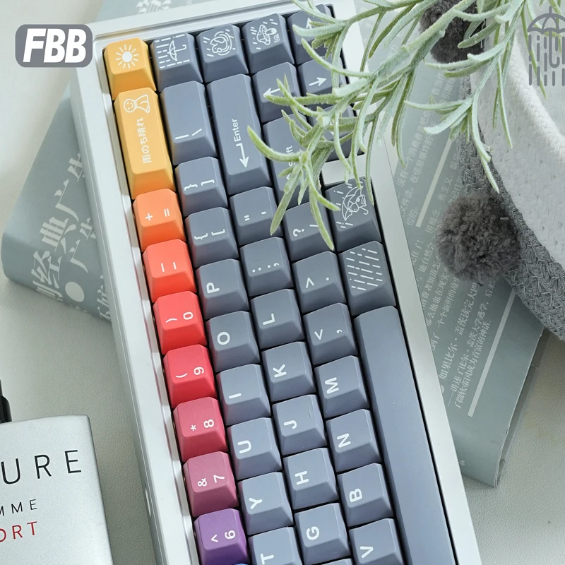 คีย์แคป FBB โปรไฟล์ Cherry สีรุ้ง คีย์แคป PBT สำหรับสวิตช์ Cherry MX คีย์บอร์ดแบบกลไก คีย์แคป DIY ปรับแต่งได้ หนา 1.7 มม.