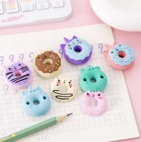 4 Pcs Cute Kawaii Donut Rubber Eraser Creative Pencil Erasers School Supplies Stationery Kids Students Cool Prizes