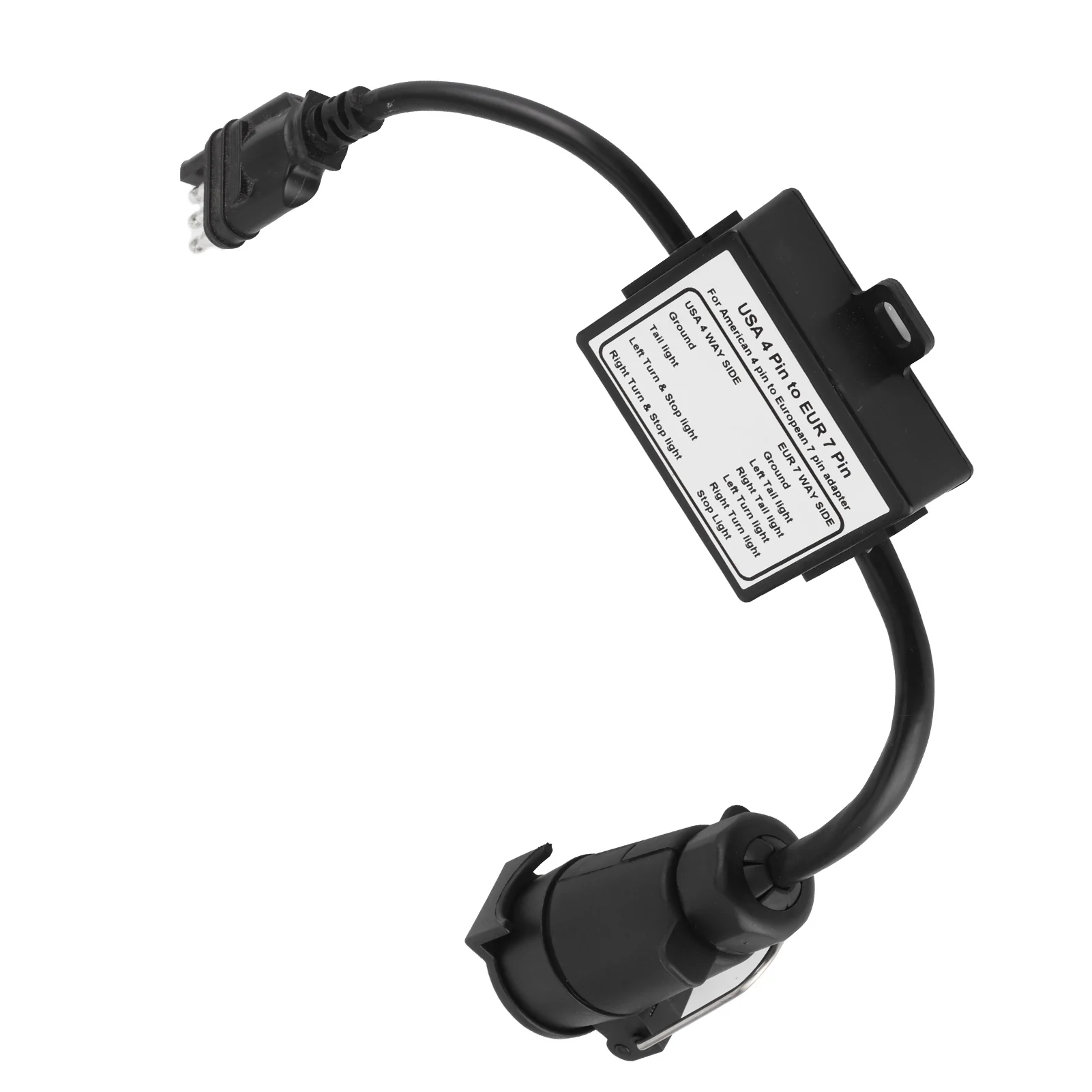 Trailer Connector Light Converter USA 4 Pin to EUR 7 Pin Adapter Stop/Brake Signal Separating 4 Pin to 7 Pin Trailer Adapter