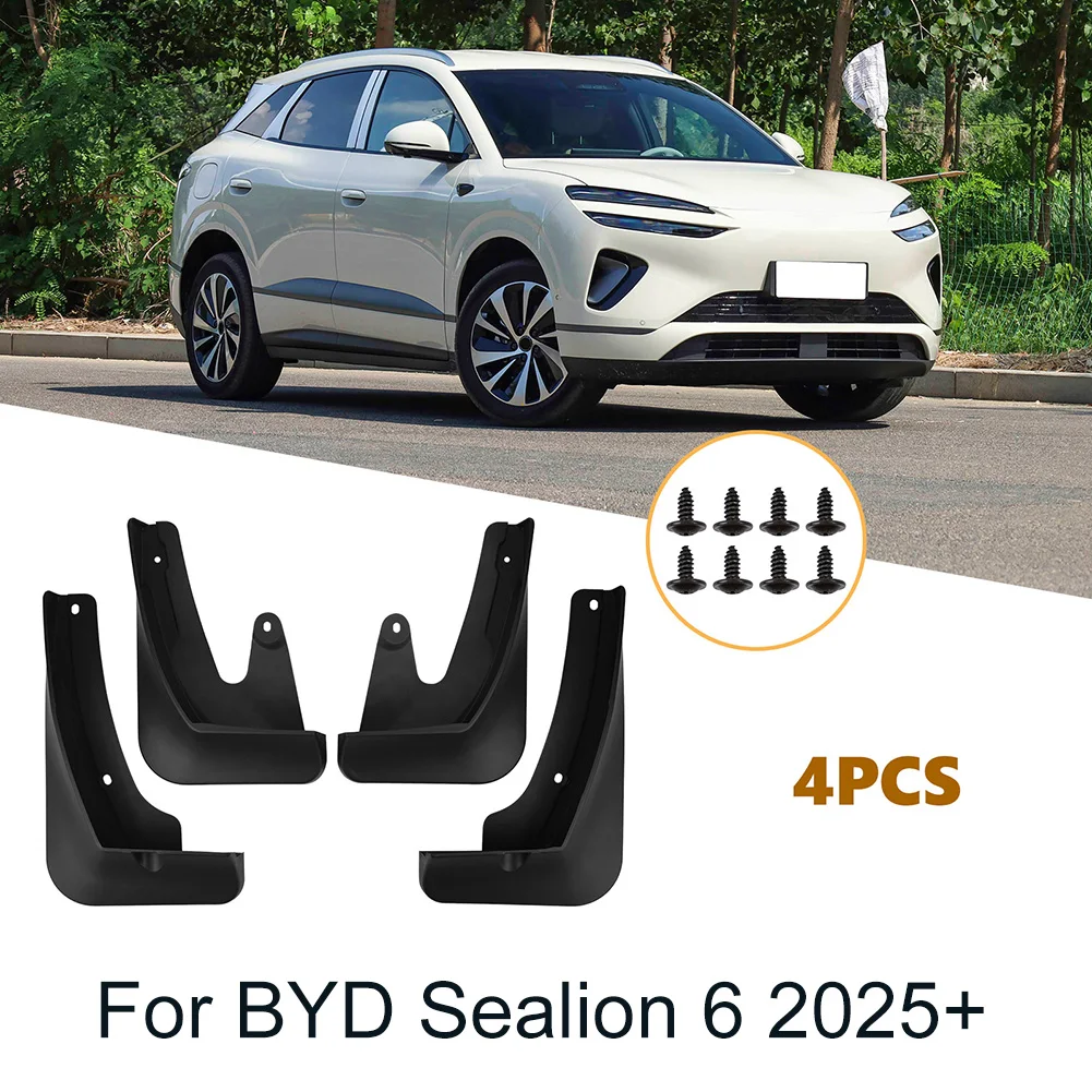 

4 шт. брызговики для автомобильных шин для BYD Sealion 06 2025 + брызговик брызговики ABS черный брызговик внешние детали автомобиля