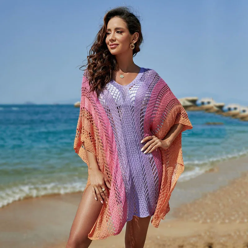 Robe de plage sexy au crochet pour femmes, cover-up pour les maillots de bain, vêtements de vacances, 2024