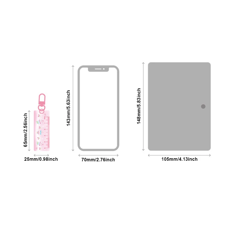 Child Loss Prevention Safety Ruler Mini Plastic Ruler Cute School Stationery Supplies for Kids Mini Ruler Keychain