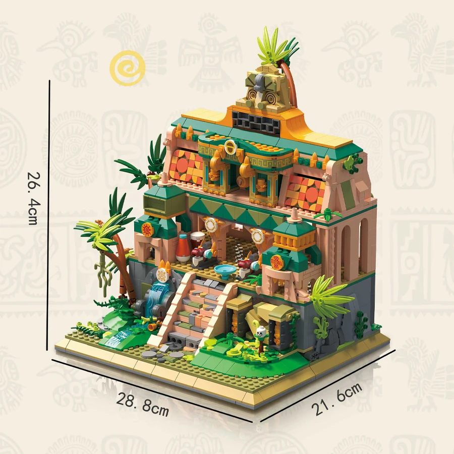 Lost Temple Ancient Architecture Ruins MOC City Street View Building Blocks With Lighting Sets Assembly Toys For Children Gifts