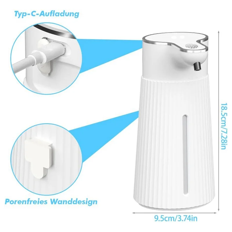 GIGI Automatische zeepdispenser Zeepdispenser 400 ml USB oplaadbare elektrische zeepdispenser