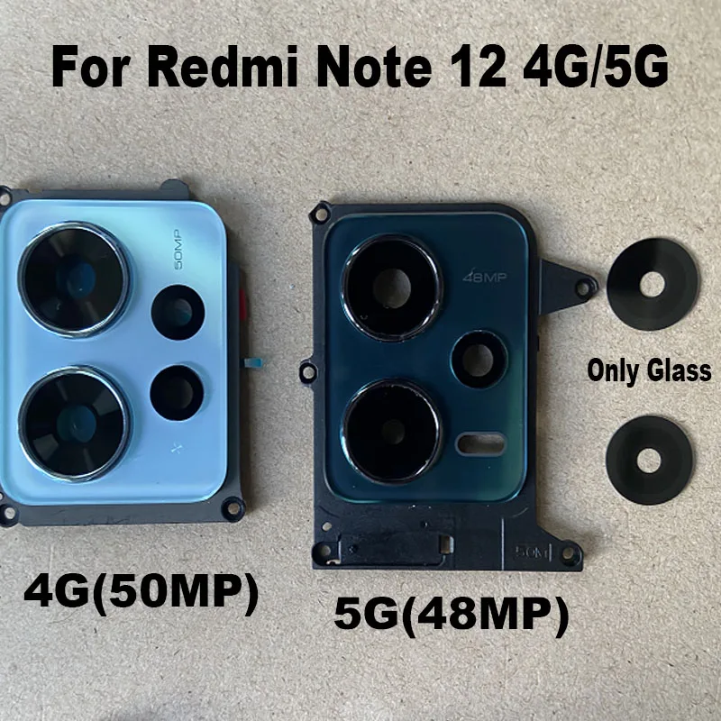 1PCS For Xiaomi Redmi Note 12 4G 5G Back Camera Glass Rear Lens Cover With Frame Ahesive Sticker Replacement Global