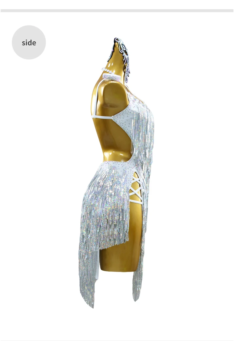 Damen Lateinamerikanisches Tanzkostüm Mädchen Karnevals-Festkleid 2026 Tanzbekleidung Performance-Kleidung Wettbewerbs-Abendkleid Fransen-Anzug – Detail 9
