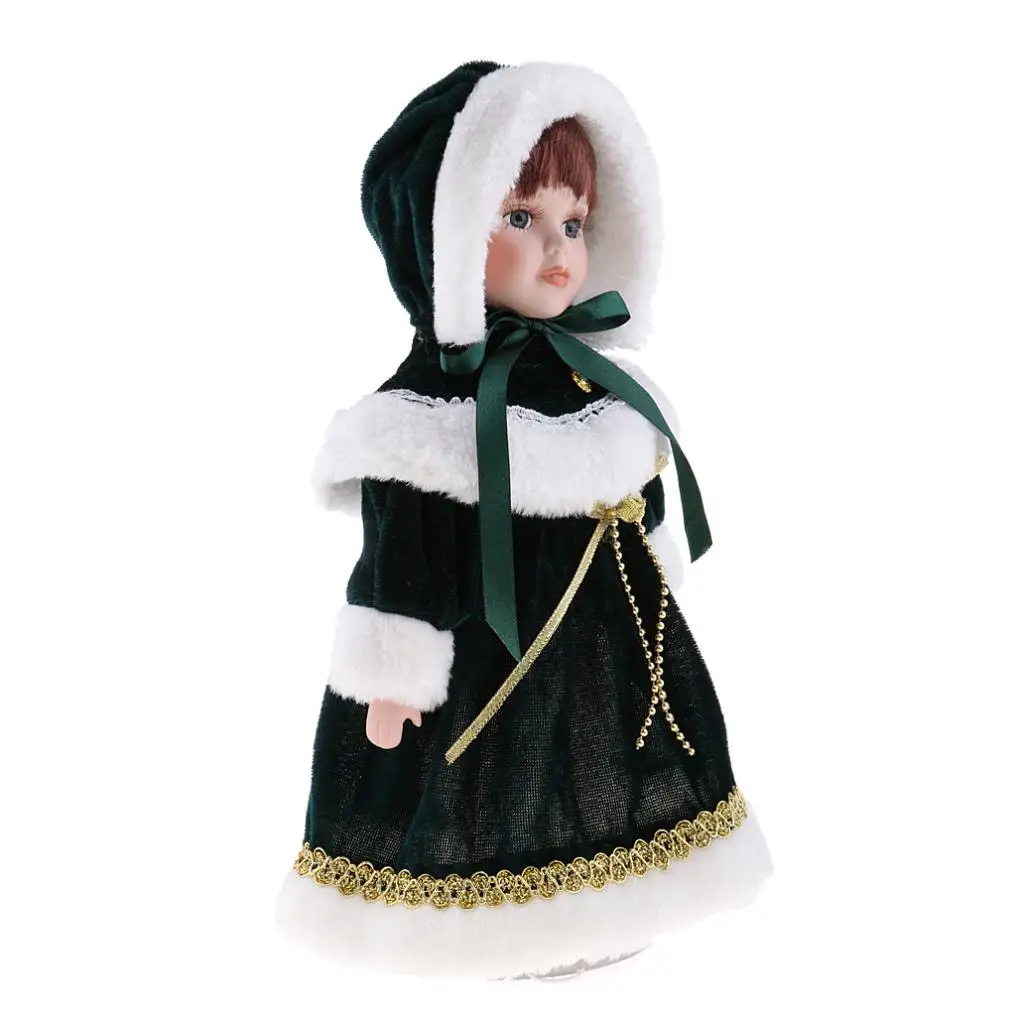 

30cm Porcelain Doll Stand Set People Figures With Winter Clothes Kids Gift