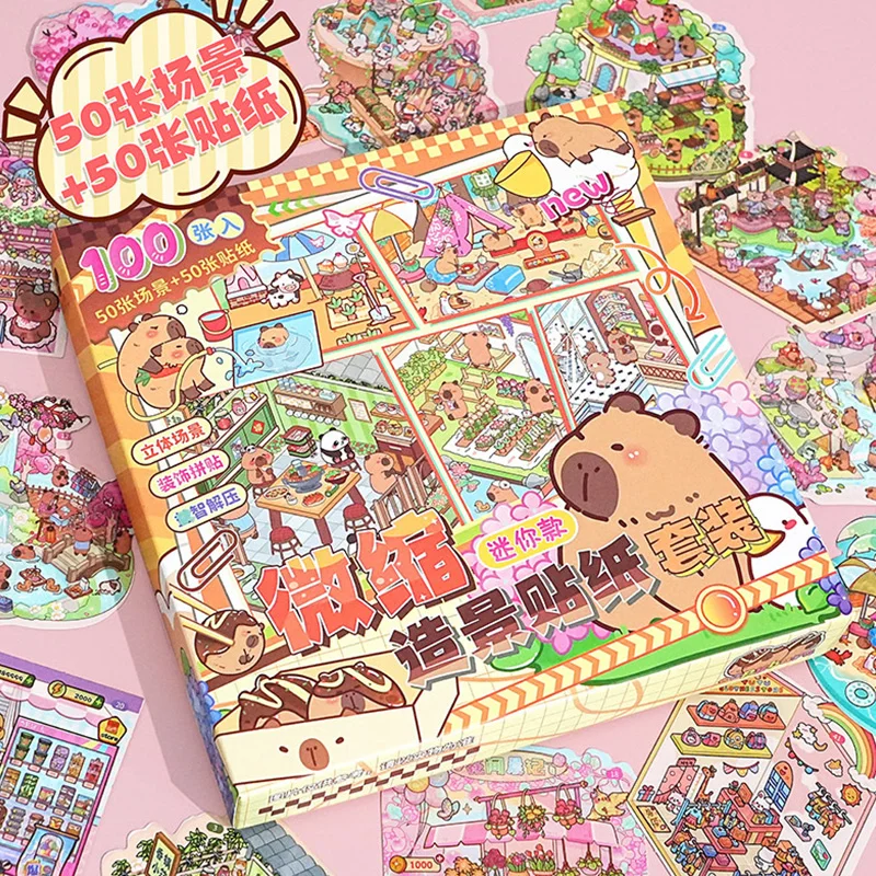 The 101-Piece Set Includes 50 Scene Cards, 50 Stickers, and 1 Pair of Tweezers, as Well as 3D Mini Scene Stickers and DIY Handma