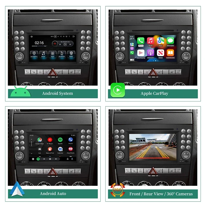 CarPlay Android Auto Radio Upgrade for Mercedes SLK R171 W171 SLK200 SLK280 SLK300 SLK350 SLK55 with 7in Touchscreen WiFi DVD