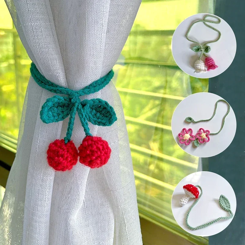 Hand Crocheted Curtain Tiebacks DIY Curtain Straps Bag Decoration Multiple Uses Pendant for Living Room Bedroom Decoration