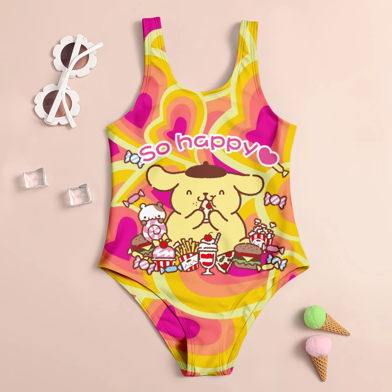 Costume da bagno per ragazze bambini ragazza estate costumi da bagno per bambini 2024 costumi da bagno per bambini da spiaggia Sanrio PompomPurin