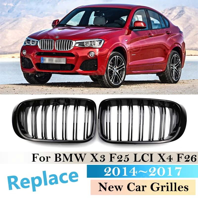 

Blackened Sport kit For BMW X3 F25 LCI X4 F26 2014 ~ 2017 Car Accessories Front Kidney Grille Dual Slat Grilles Multi Color 2016