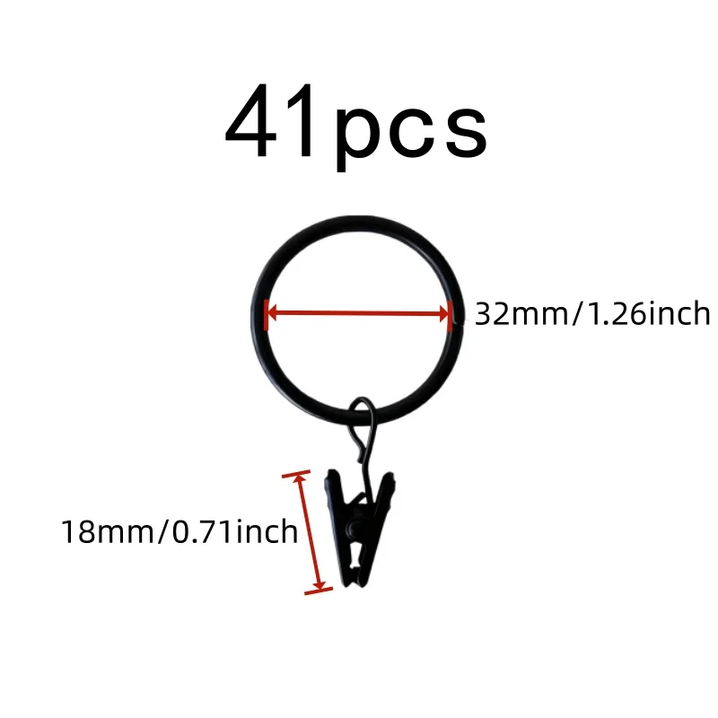 41 pcs 32mm Metal Curtain Hanger Rings, Bathroom Shower Panels, Easy Slide On Rod, Strong Clip Grip, Multipurpose view 2