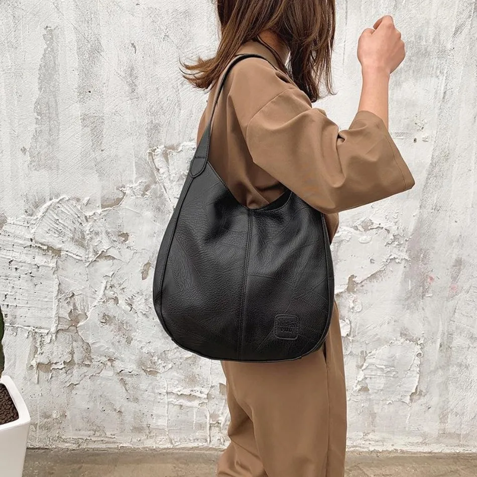 Bolso Tote Grande Cuero Vintage – Hombro Mujer Diseñador - imagen 3