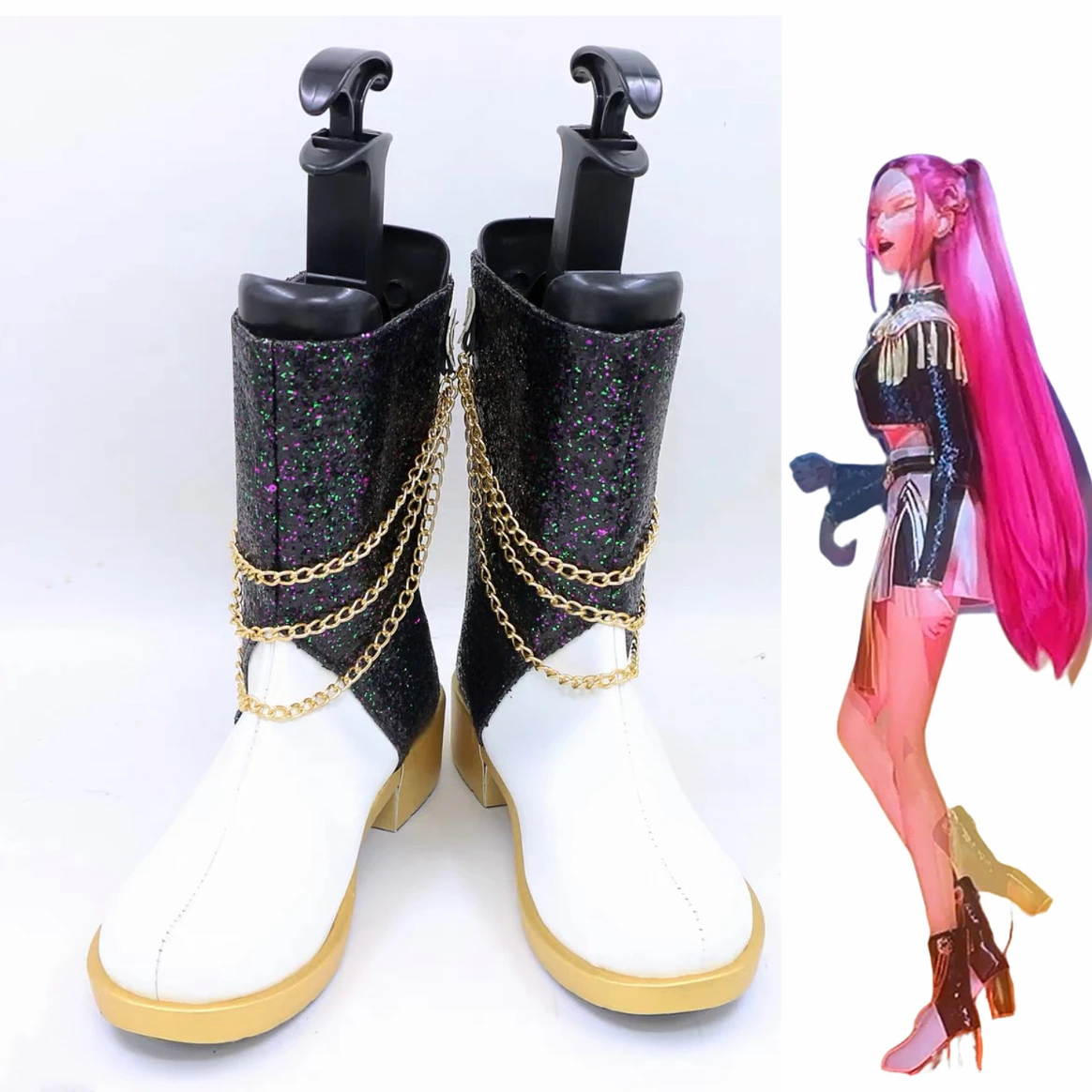 Black Golden Rumi Zoey Mira Cosplay KPop Demon Hunters Boots Kids Girls Rumi Halloween Party Role Playing Shoes