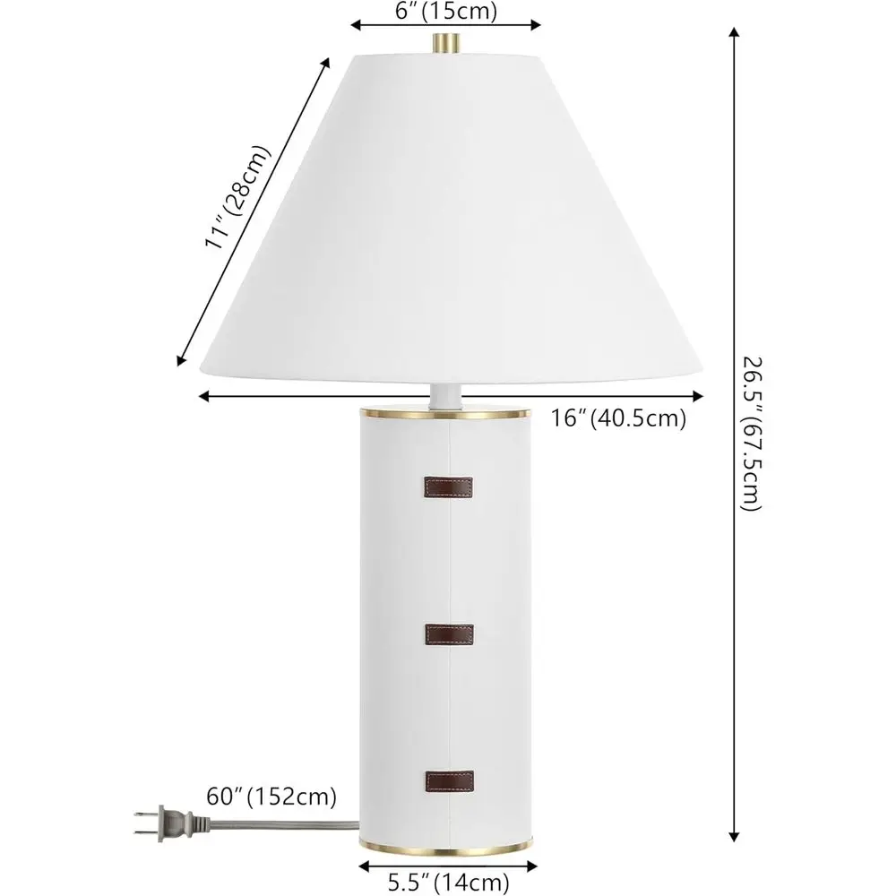 27-inch LED Table Lamp - White/Brown/Brass Gold for Bedroom, Living Room, Home Office, Desk, Nightstand view 3