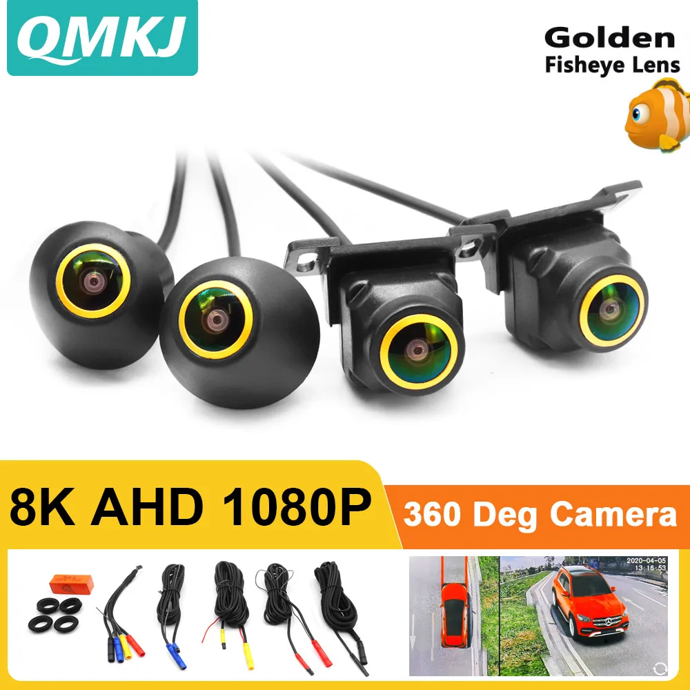 8K AHD 1080P Samochodowy wideorejestrator 360 °   Kamera panoramiczna do ekranu multimedialnego Android, system multimedialny Android z funkcją 360APP
