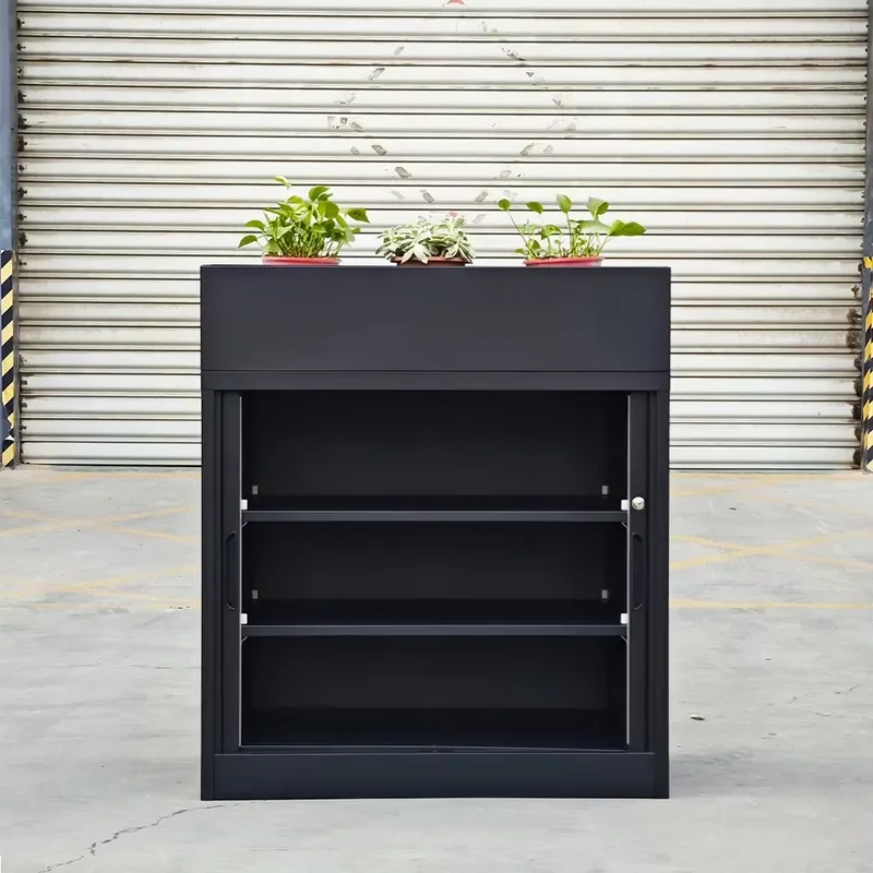 Adjustable Rolling Door Steel Cupboard Office Storage Cabinet with Locking Tambour Door