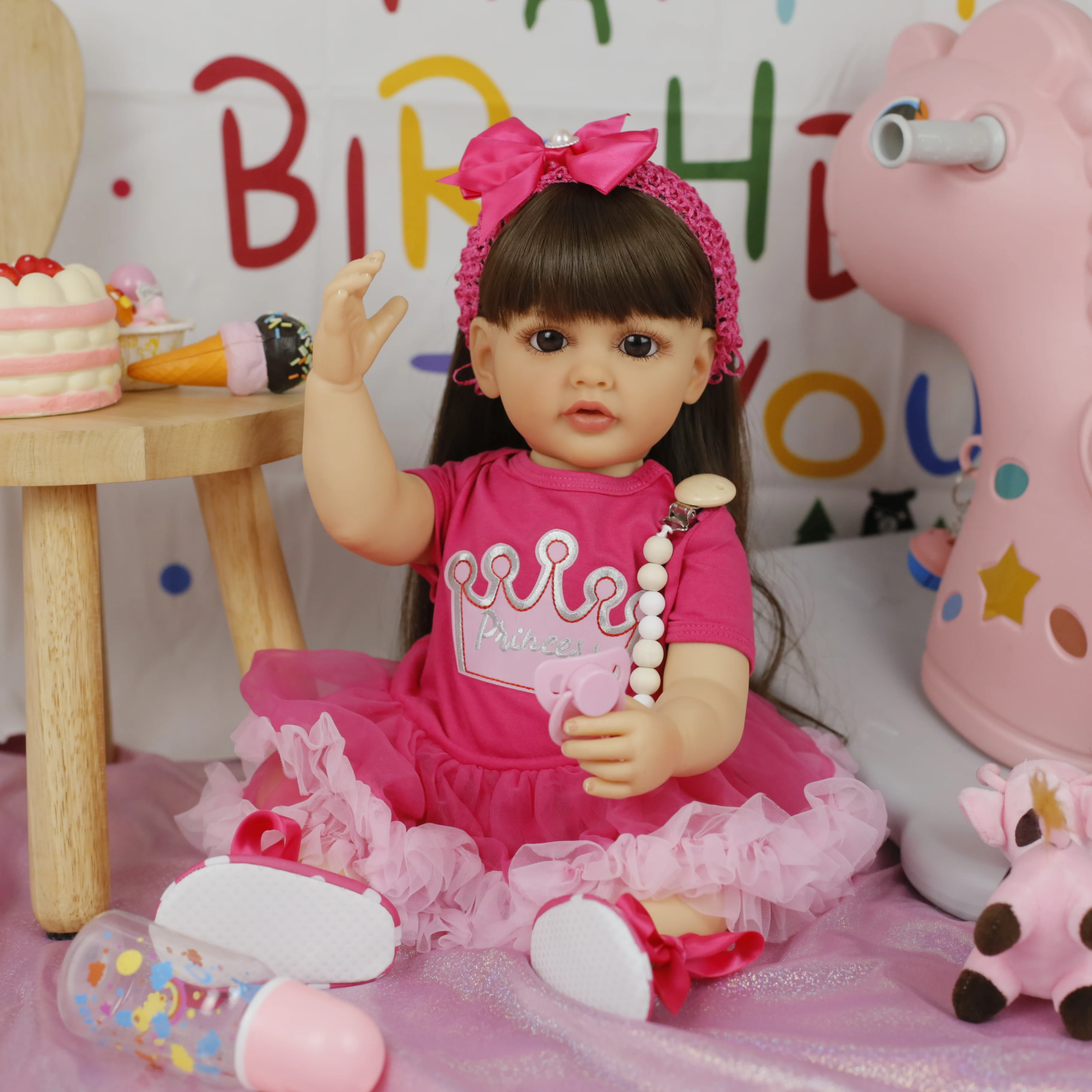55 سنتيمتر تولد من جديد طفل الدمى الأميرة فتاة بيتي سيليكون الفينيل الجسم نابض بالحياة لمسة ناعمة لفتاة أفضل هدايا عيد الميلاد عيد ميلاد لعبة