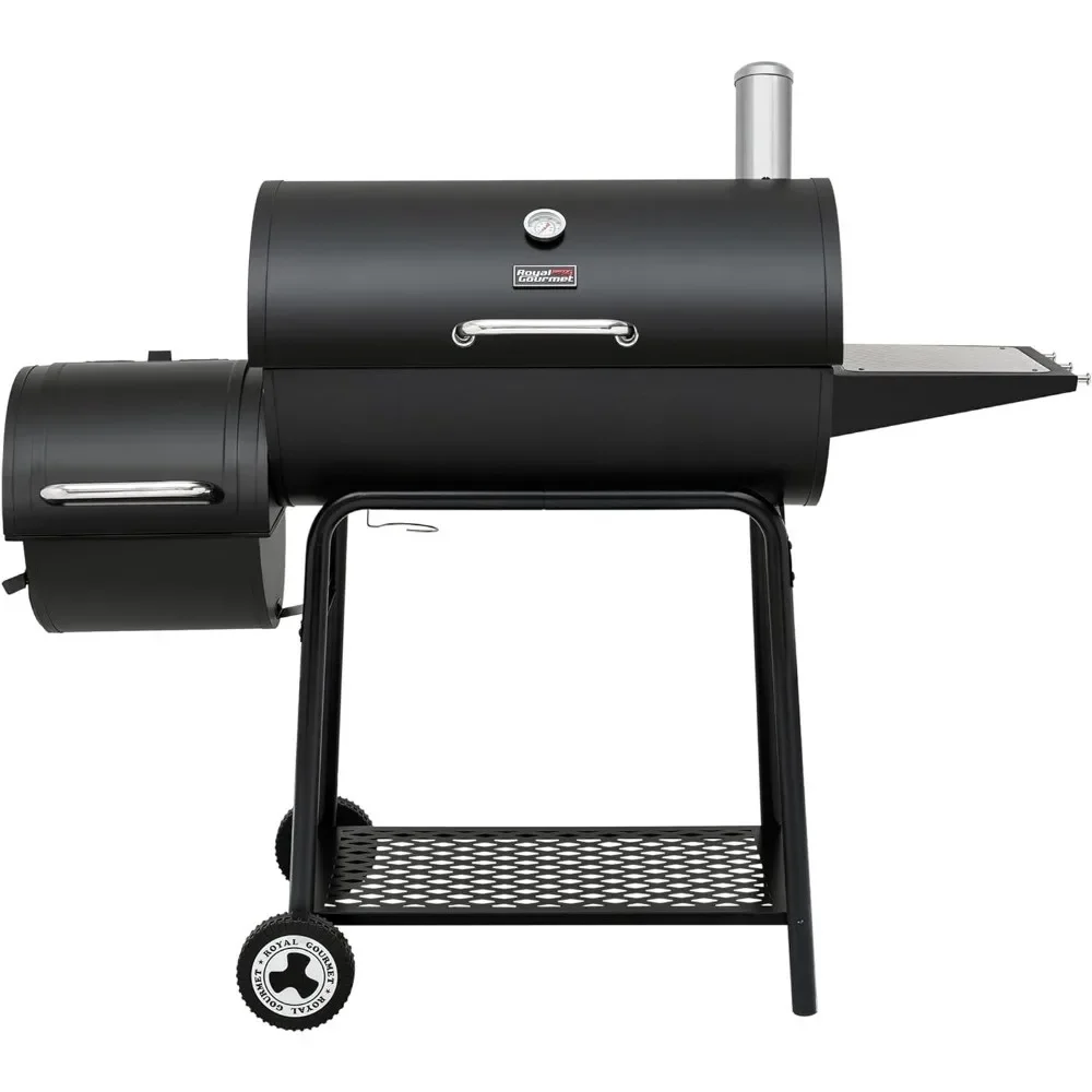 30-Inch Barrel Charcoal Grill with Offset Smoker, 811 Square Inches, Outdoor Backyard, Patio and Parties