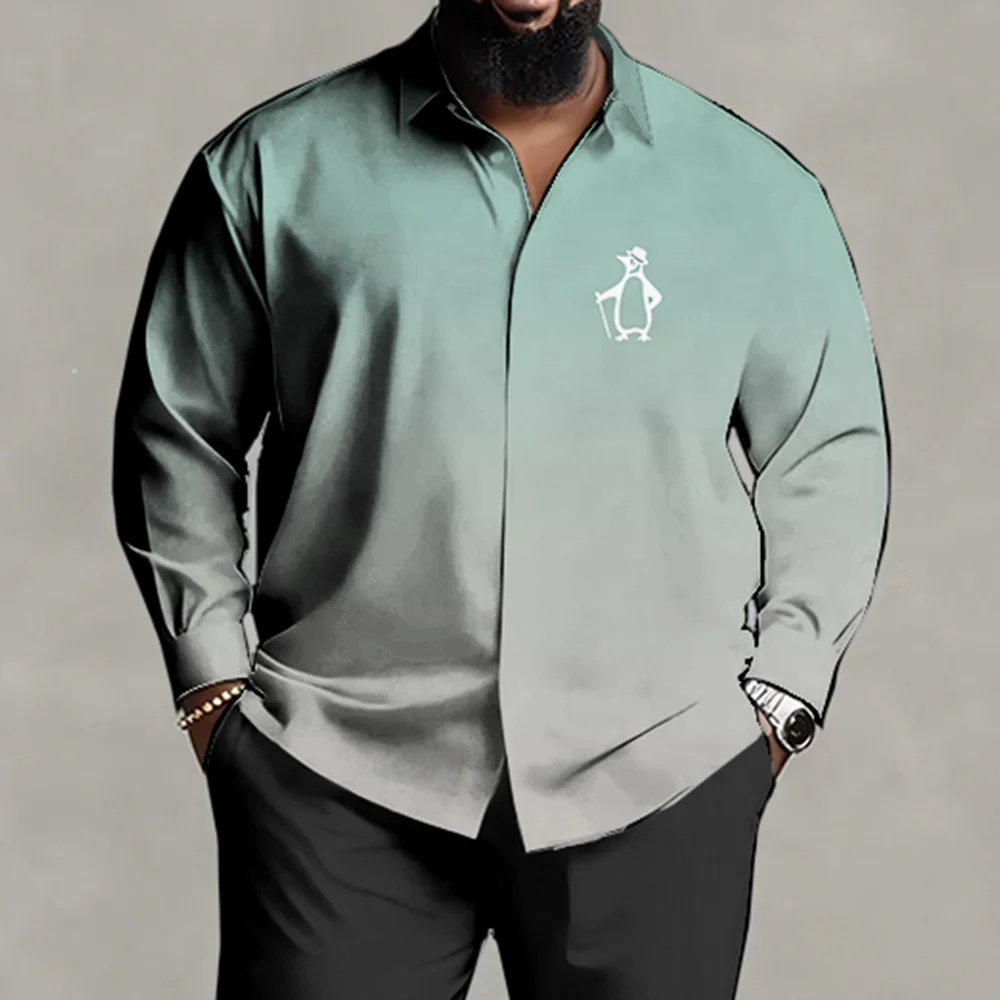 S-9XL-Hemd-Set für Herren in Übergröße: Goofy Animal Charm – atmungsaktiver Stoff, schlanke, zarte Tiermotive, knitterfrei,