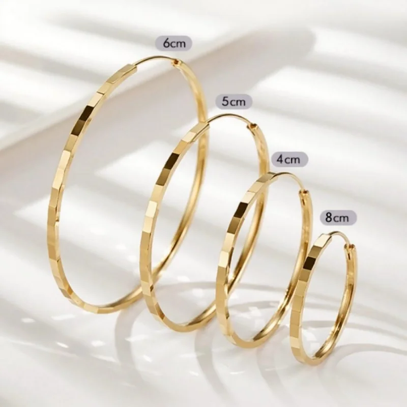 Fashion Classics Metal Big Circle Earrings for Women Stainless Steel Circle Girls Shiny Delicate Party  Jewelry