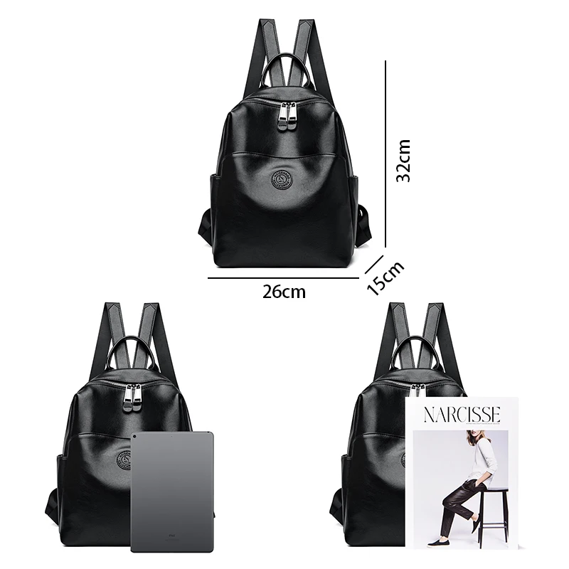 Women Leather Backpacks Luxury Designer Soft Leather Rucksack Female Vintage Bag School Bags For Girls Multifunction Backpack