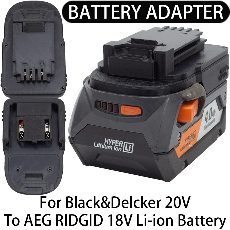 

Battery Adapter/Converter For Black&Decker 20V Li-ion tools to AEG RIDGID 18V Li-ion Battery Adapter Power Tool Accessory
