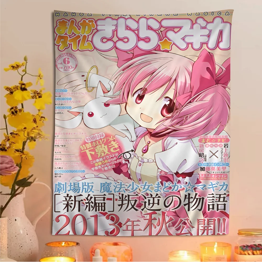 Puella Magi Madoka Magica Hanging Bohemian Tapestry Hanging Tarot Hippie Wall Rugs Dorm Japanese Tapestry