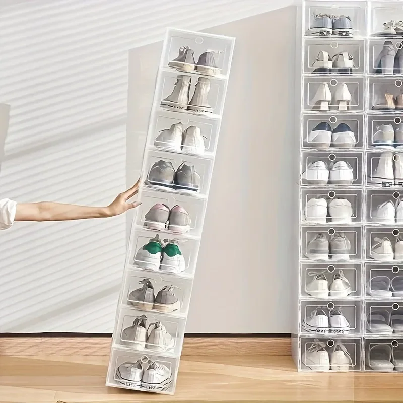 1/6PCS 33x23x14cm Plastic Shoes Case Drawer Case Thickened Transparent Shoebox Shoe Organizer Plastic Shoe Boxes Stackable Box