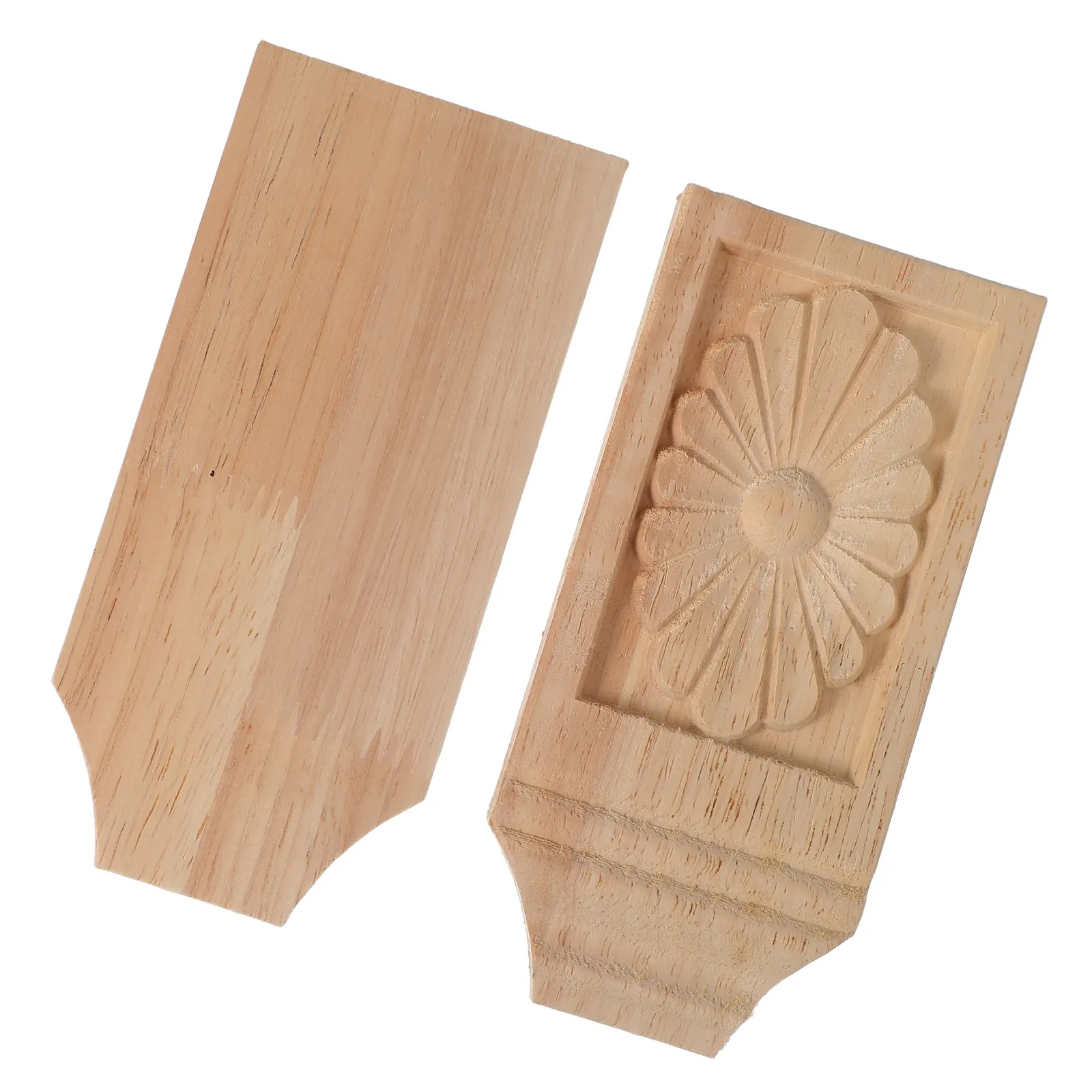 2Pcs Carved Wood Corbel Unpainted Solid Wooden Corner Trim 5.98x2.76 Inch Decorative Brackets for Furniture Cabinets
