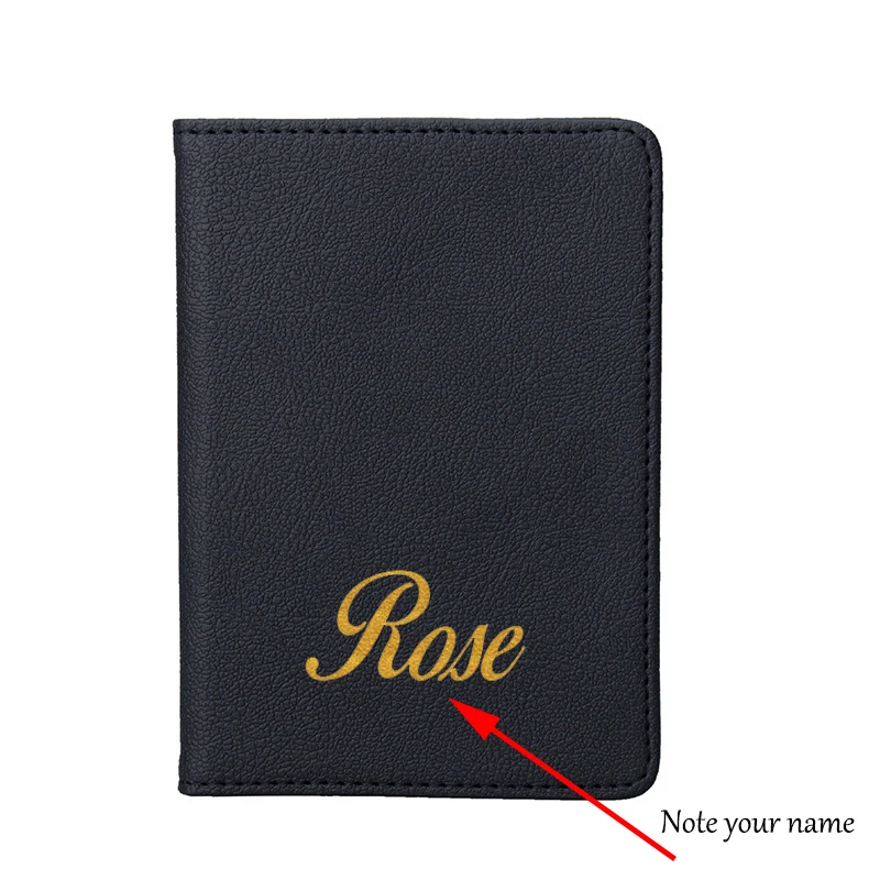 Funda de pasaporte con nombre personalizado, billetera de viaje con Fuente Grande, color dorado