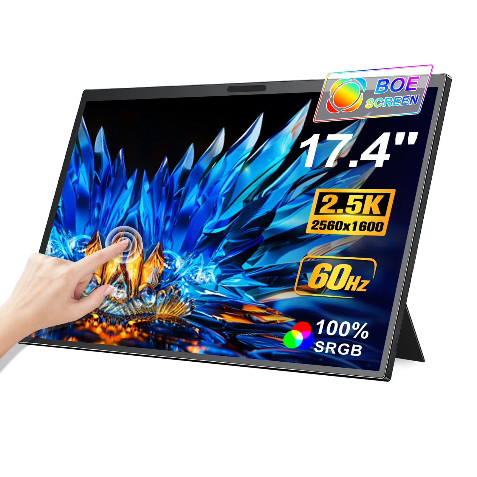 HOWENS Portable Monitor Touchscreen 17.4 Inch 60hz w/VESA & 180° Adjustable Stand For Laptop PC Mac Switch PS5 iPhone HUAWEI