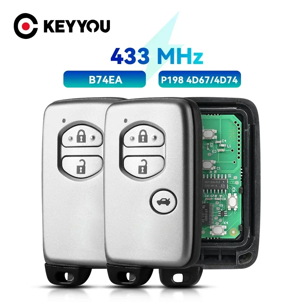

2/3 Buttons 433MHz Keyless Smart Remote key Fob for Toyota Land Cruiser LC200 2009 2010 2011 2012 2013 2014 B77EA / B74EA