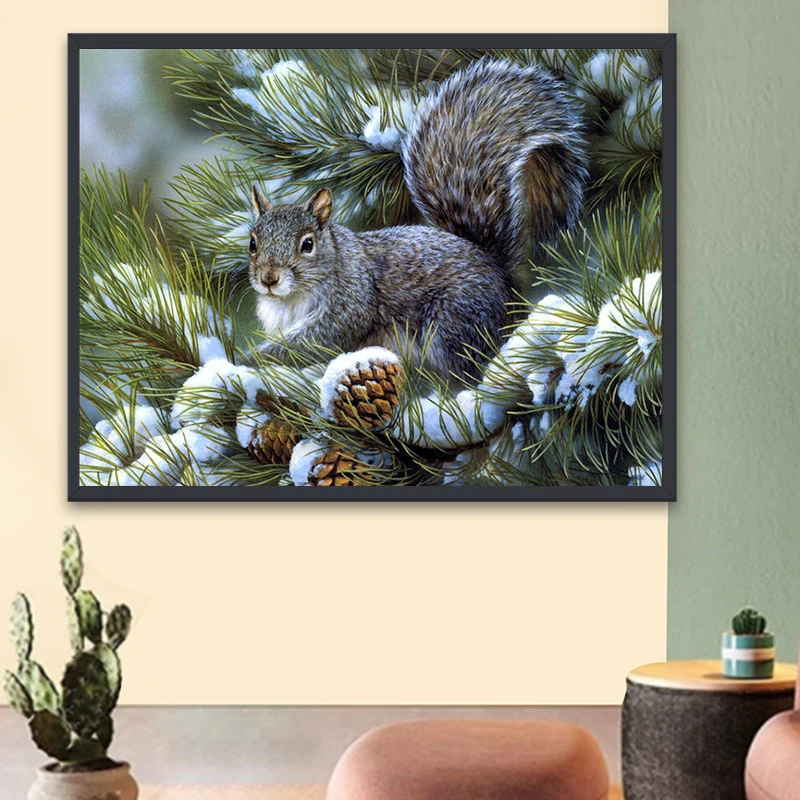 

Squirrel Diamond Painting Landscape Diamond Embroidery Cute Animals Mosaic Cross Stitch Home Decoration