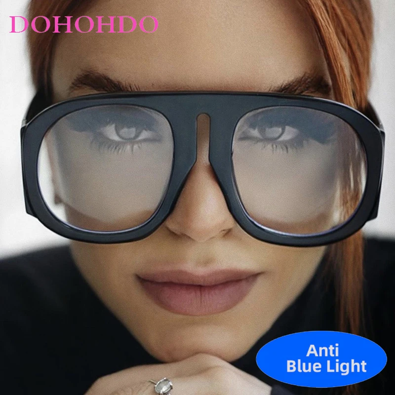 

Retro Punk Oversized Pilot Blue Light Blocking Glasses Women Men Trendy Luxury Designer Computer Optical Eyeglasses Ladies Очки